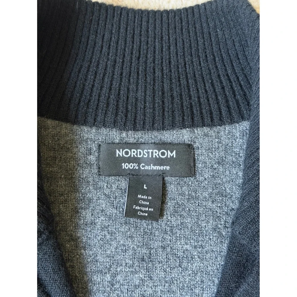 Nordstrom Men's Pullover Sweater Cashmere Quarter Zip Black Large